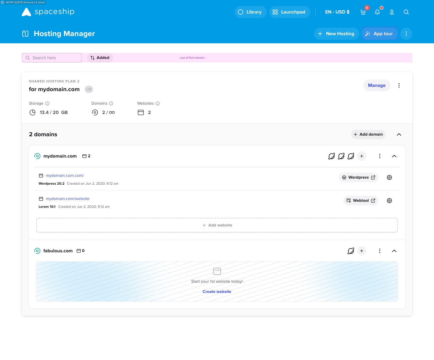 Spaceship — Hosting Manager